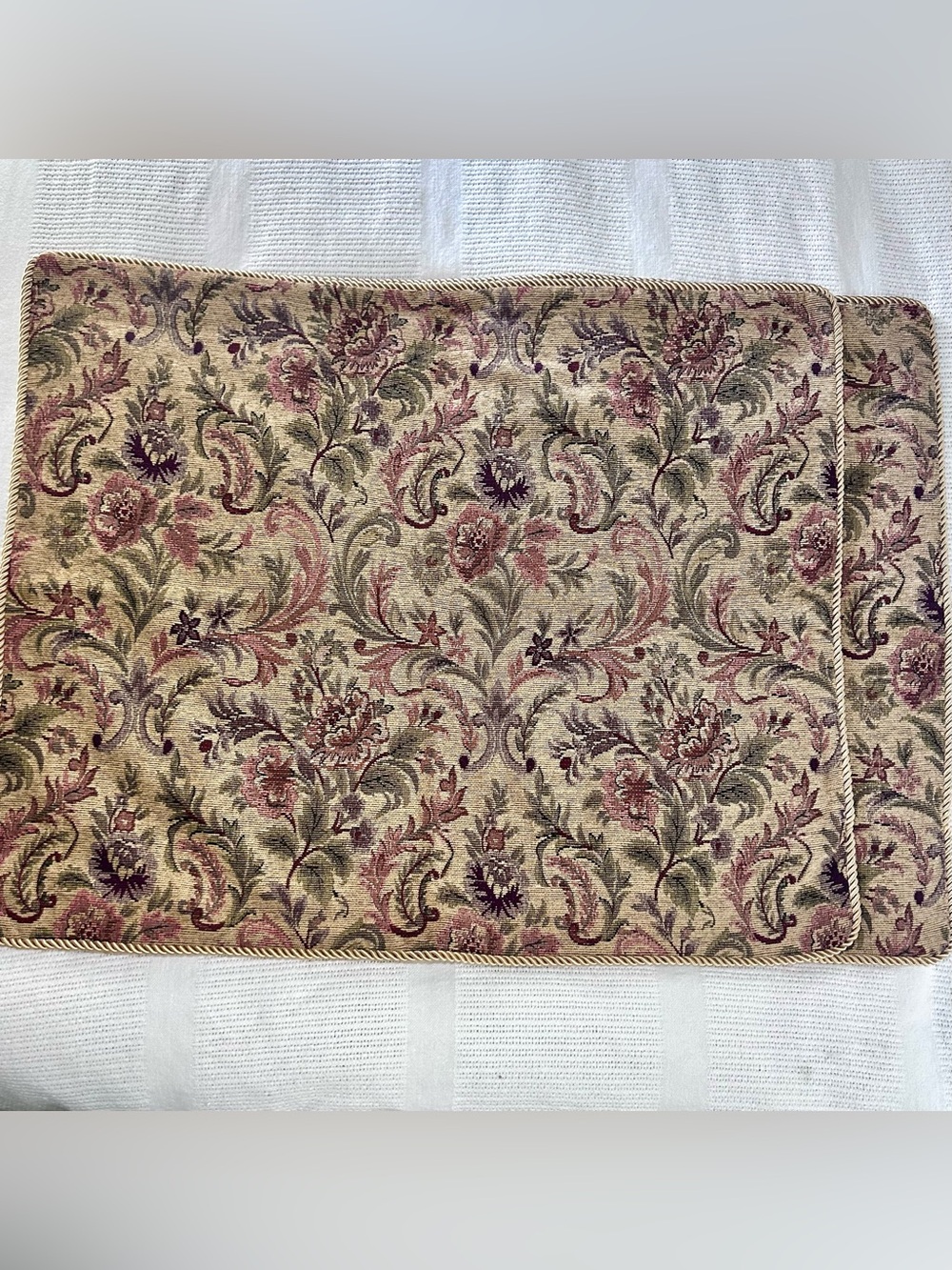 Woven Jacquard Tapestry Two King Pillow Shams 32”X26” Corded Edge Trim